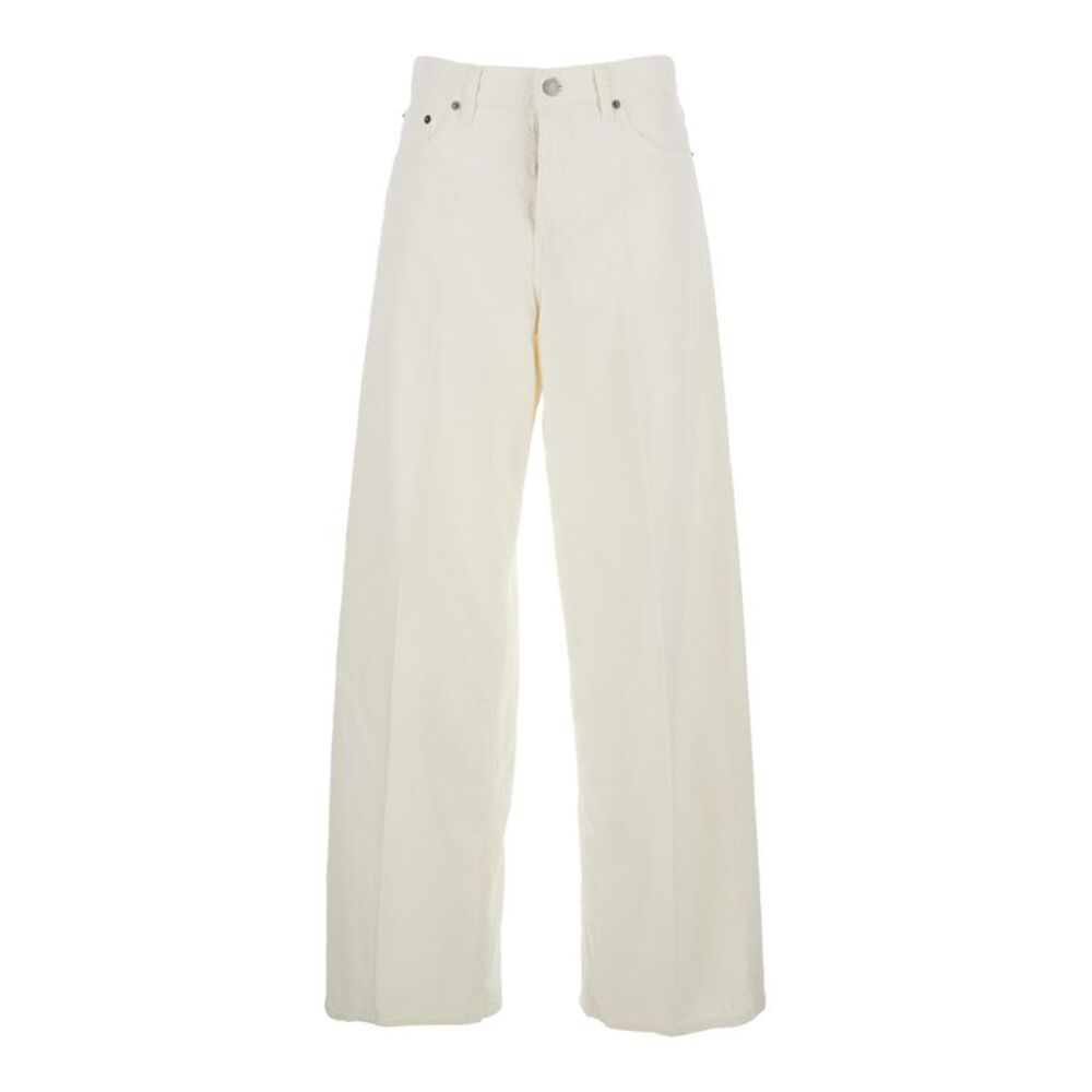Haikure Women White Jeans With Belt Loops And Back Logo Patch In Denim Woman